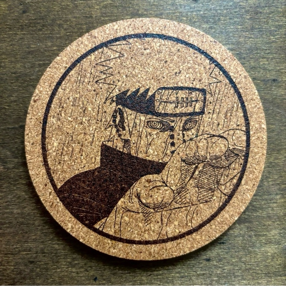 Naruto Pain Akatsuki Laser Engraved Cork Coaster #2